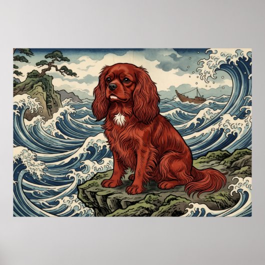 Affiche Cavalier King Charles Spaniel Vague Japona (Devant)