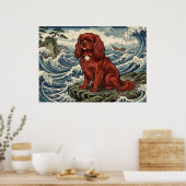Affiche Cavalier King Charles Spaniel Vague Japona (Cuisine)