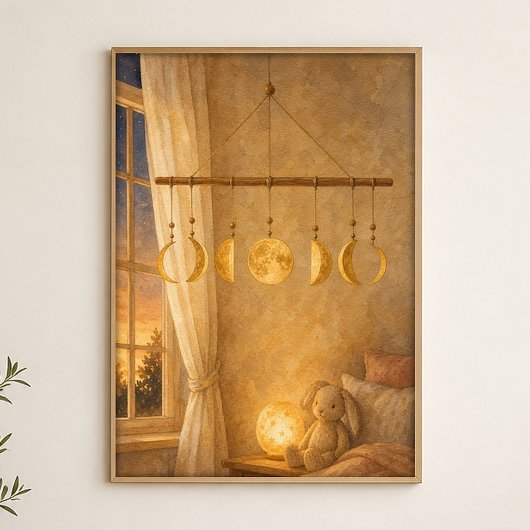 Affiche céleste de phases lunaires à l'aquarelle m