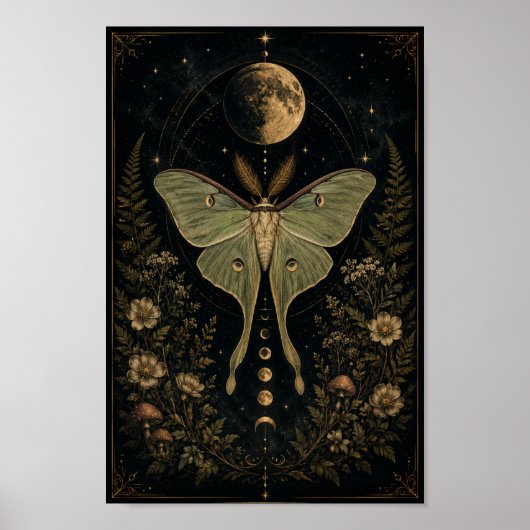 Affiche céleste du papillon de lune | Phase de lun (Devant)