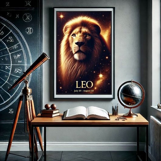 Affiche céleste du zodiaque Lion Leo
