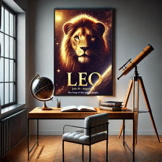 Affiche céleste du zodiaque Lion Leo