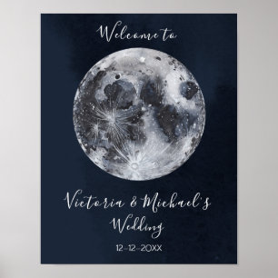 affiche céleste pleine lune et étoiles