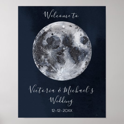affiche céleste pleine lune et étoiles (Devant)