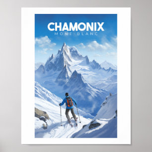Affiche Chamonix - France - Mont-blanc illustratio