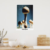 Affiche Champignons Magiques Formule Chimique Psil (Cuisine)