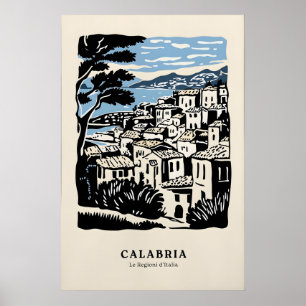 Affiche charmante de la ville de Calabre, Italie n