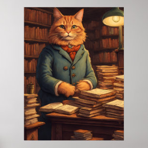 affiche chat de bibliothèque #10