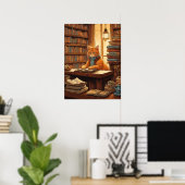 affiche chat de bibliothèque #12 (Bureau à domicile)