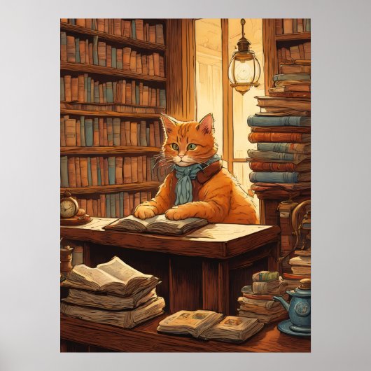 affiche chat de bibliothèque #12 (Devant)