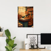 affiche chat de bibliothèque #14 (Bureau à domicile)