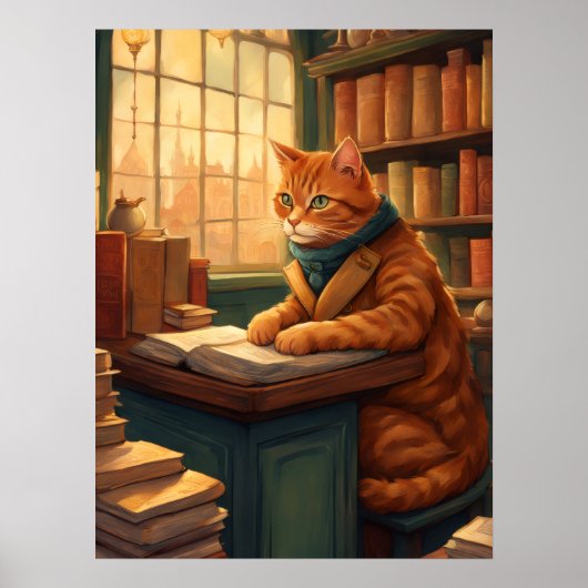 affiche chat de bibliothèque #14 (Devant)