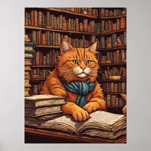 affiche chat de bibliothèque #17 (Devant)
