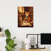 affiche chat de bibliothèque #2 (Bureau à domicile)