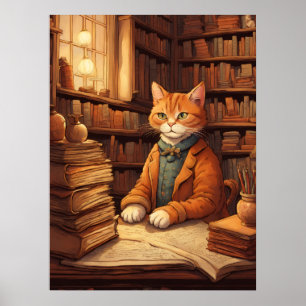 affiche chat de bibliothèque #2