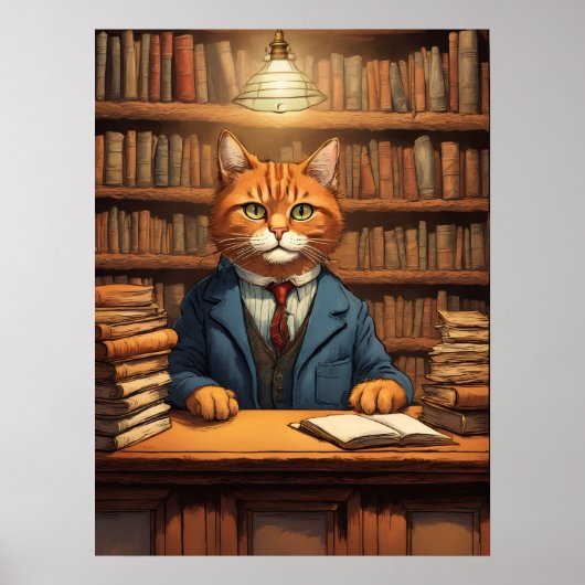 affiche chat de bibliothèque #20 (Devant)