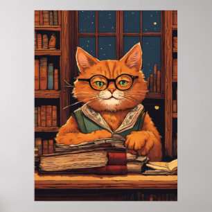 affiche chat de bibliothèque #21