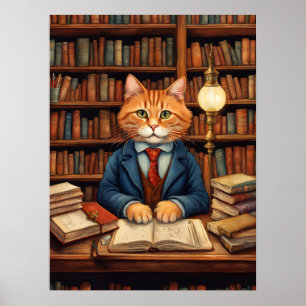 affiche chat de bibliothèque #3