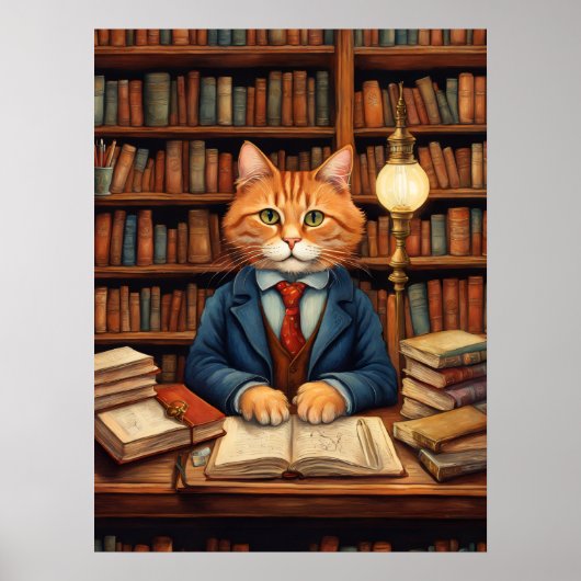 affiche chat de bibliothèque #3 (Devant)