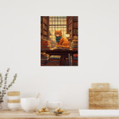 affiche chat de bibliothèque #4 (Cuisine)