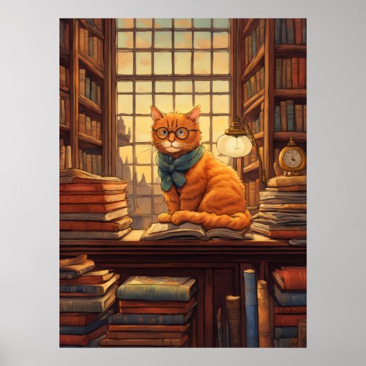 affiche chat de bibliothèque #4 (Devant)