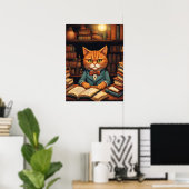 affiche chat de bibliothèque #5 (Bureau à domicile)