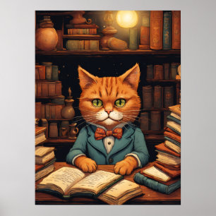 affiche chat de bibliothèque #5