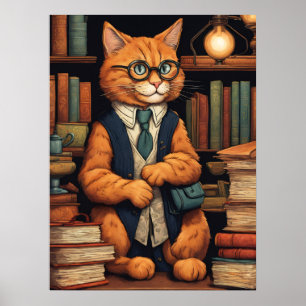 affiche chat de bibliothèque #6