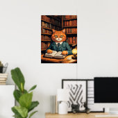 affiche chat de bibliothèque #7 (Bureau à domicile)