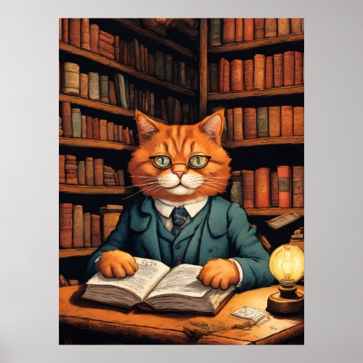affiche chat de bibliothèque #7 (Devant)