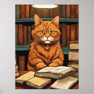 affiche chat de bibliothèque #8
