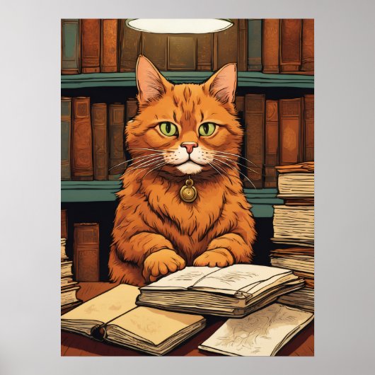 affiche chat de bibliothèque #8 (Devant)