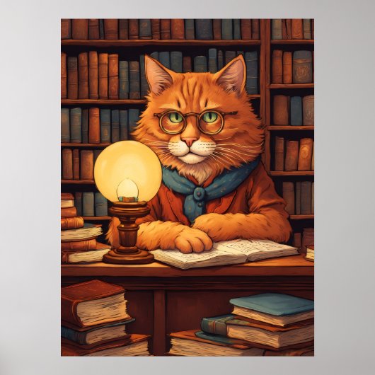 affiche chat de bibliothèque #9 (Devant)