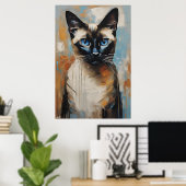 Affiche | Chat de Siamese | Style de peinture à l' (Bureau à domicile)