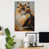 Affiche | Chat persan | Style de peinture à l'huil (Bureau à domicile)