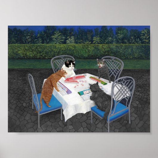 Affiche Chats Jouant au Mahjong 2 (Devant)