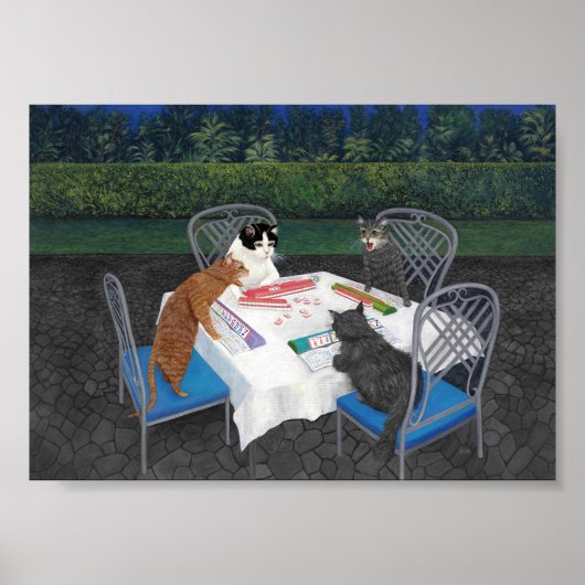 Affiche Chats Jouant au Mahjong 2 (Devant)