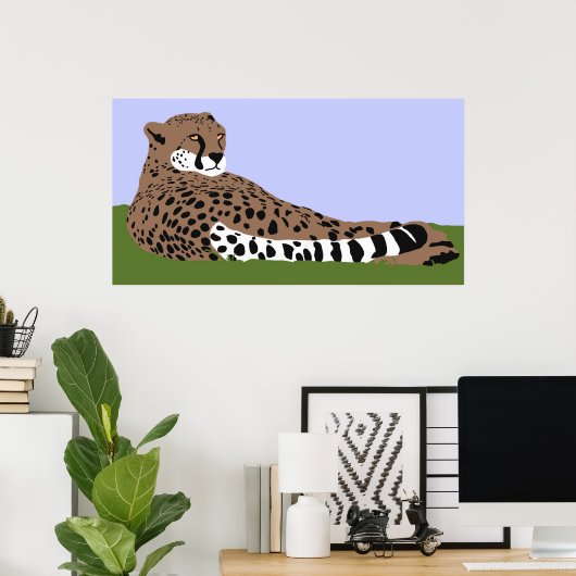affiche cheetah regardant vers le bas (Bureau à domicile)