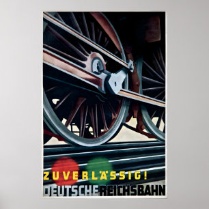 Affiche - Chemins de fer allemands fiables - 1936 