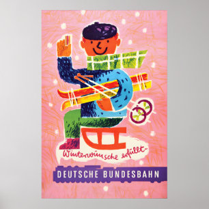 Affiche Chemins de fer allemands -Vœux d'hiver exa