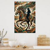 Affiche Cheval et Cavalier Art Déco - Ouest Géomét (Cuisine)