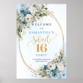 Affiche Chic Pastel Bleu Verdure Sweet 16 (Devant)