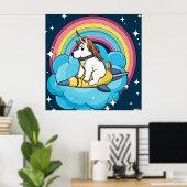 Affiche Chien Licorne Espace - Animal Galactique F (Bureau à domicile)