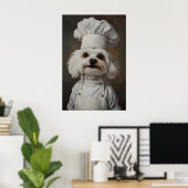 Affiche Chien Maltais en toque de chef, Affiche d' (Bureau à domicile)