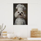 Affiche Chien Maltais en toque de chef, Affiche d' (Cuisine)