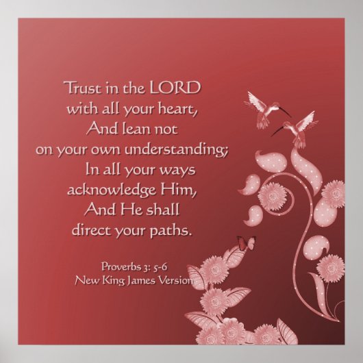 Affiche chrétienne avec des fleurs et des oiseaux  (Devant)