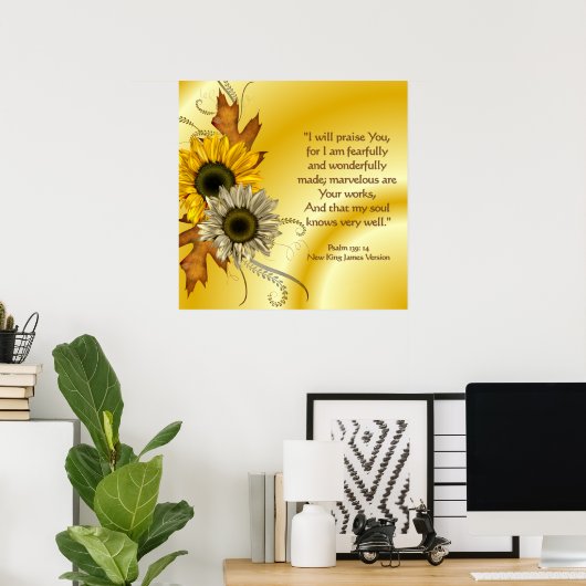 Affiche chrétienne avec fleurs d'écriture (Bureau à domicile)