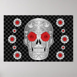 Affiche Chrome Calavera (Red Rose)