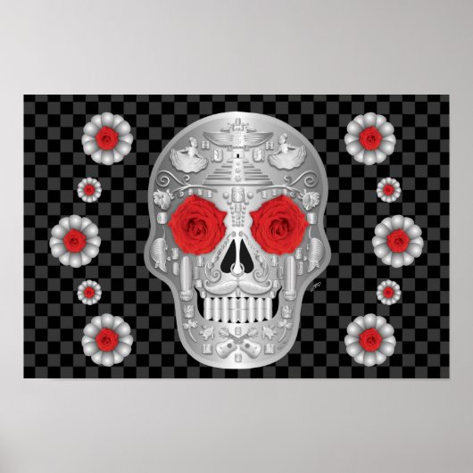 Affiche Chrome Calavera (Red Rose) (Devant)