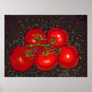 Affiche - cinq tomates sur la vigne